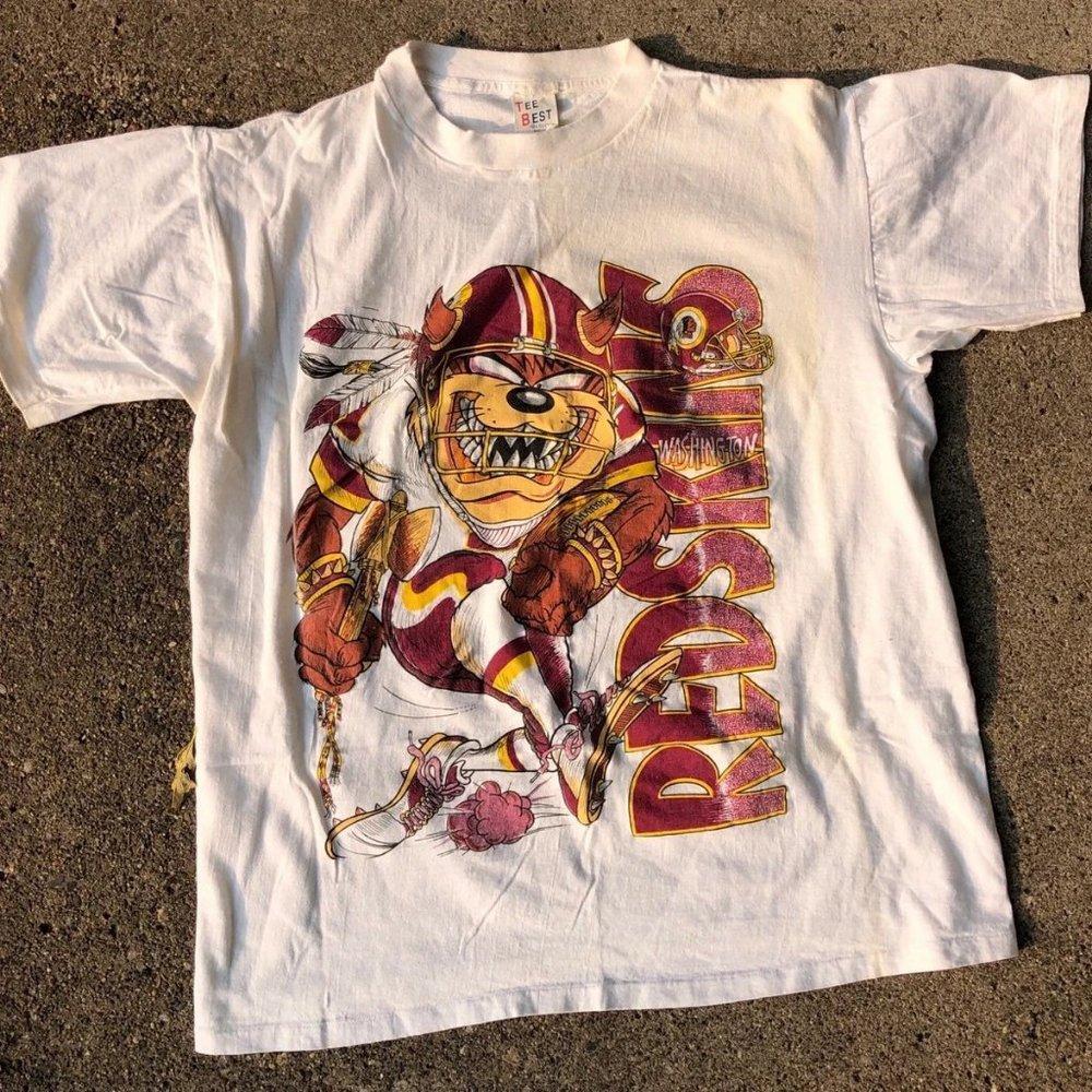 Vintage 90S Looney Tunes Taz Redskins Nfl Tshirt
